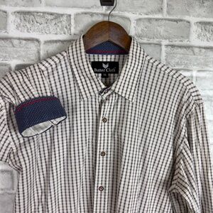 Butter Cloth Dark Maroon Plaid Luxury Cotton Flip Cuff Dress Shirt Mens XL